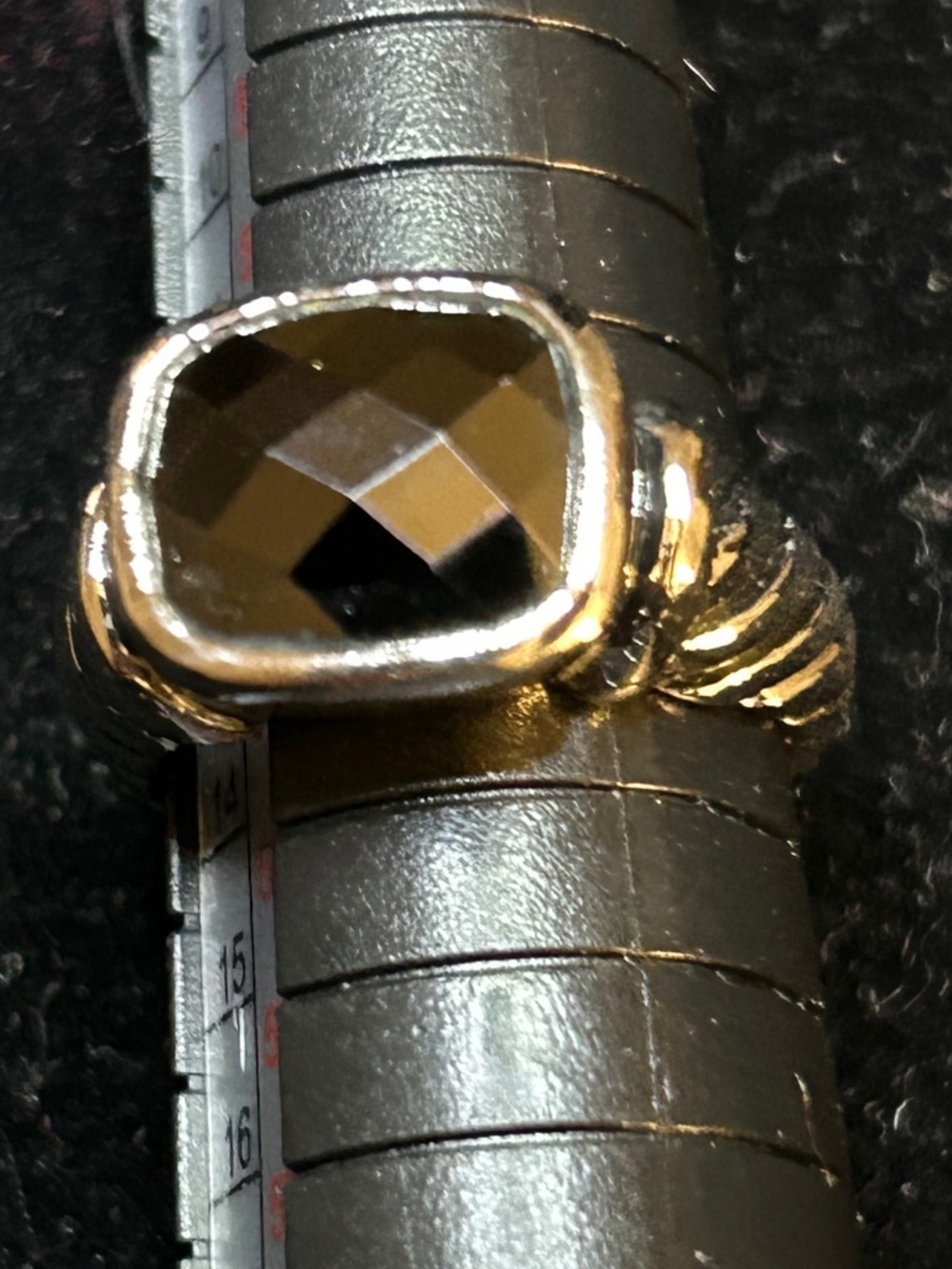 Vintage Premier Designs PD Black Faceted Glass Ring Size 7